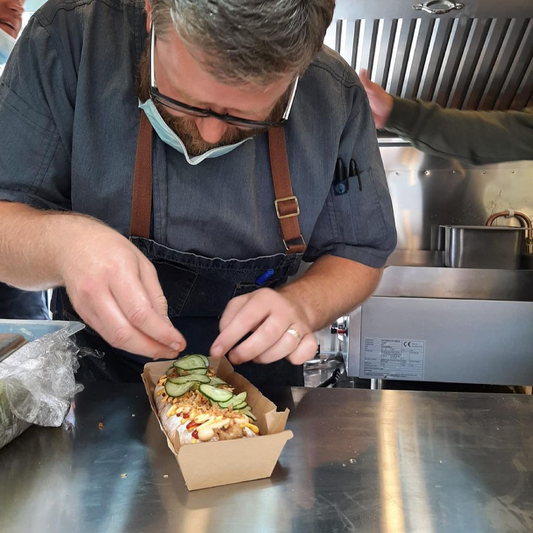 Hot dog making food truck